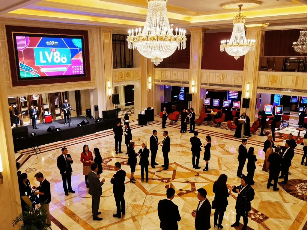 Players enjoying a lively atmosphere at the LV88 casino, engaging in various games for winning strategies.