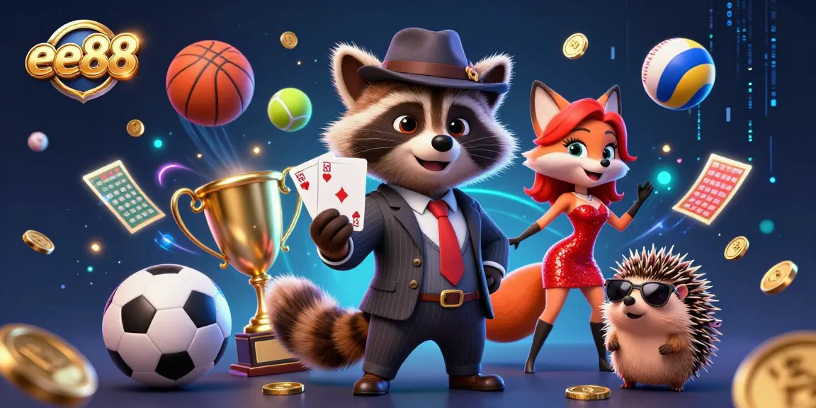 Experience electrifying gameplay at ee88 with a dynamic 3D casino scene featuring charming characters and thrilling game elements.