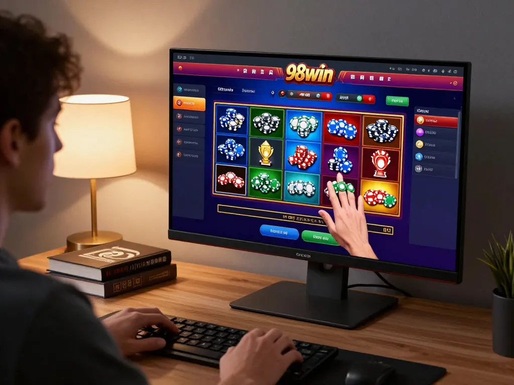 Player placing a bet on 98win casino interface, showcasing a strategic online gambling setup.