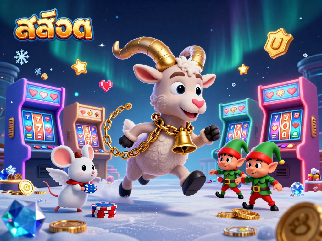 Spin the reels in exciting สล็อต action with Krampus and festive characters at a lively casino.