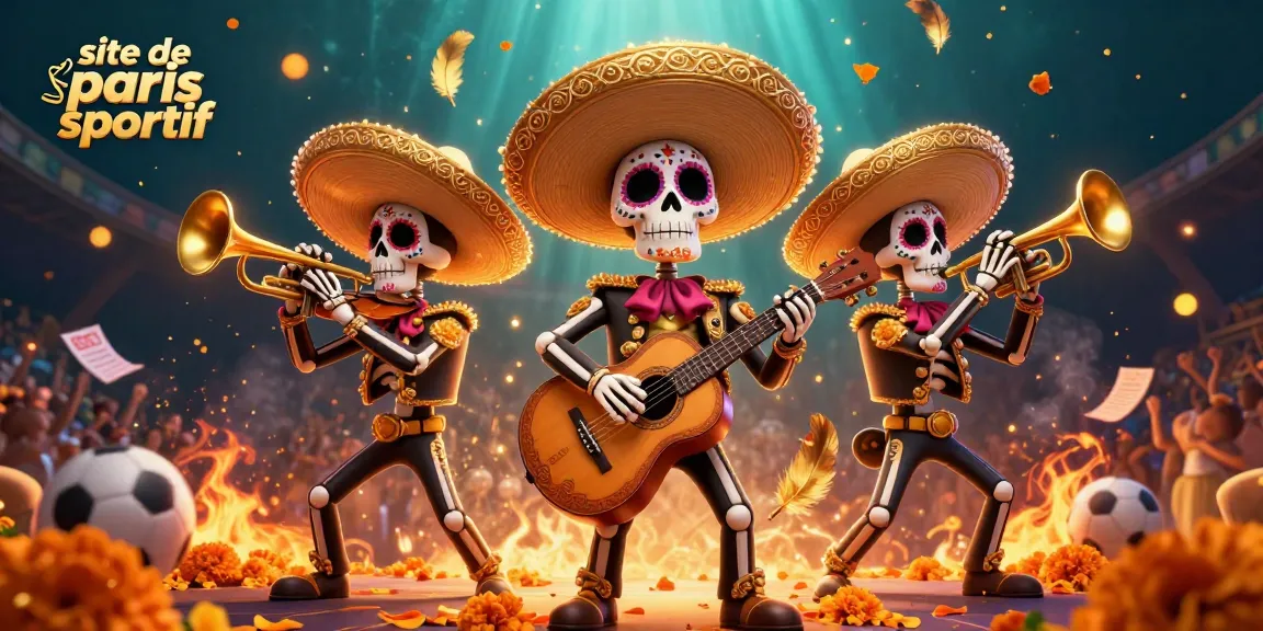 Venez découvrir le site de paris sportif avec une illustration animée d'un groupe de mariachi coloré.