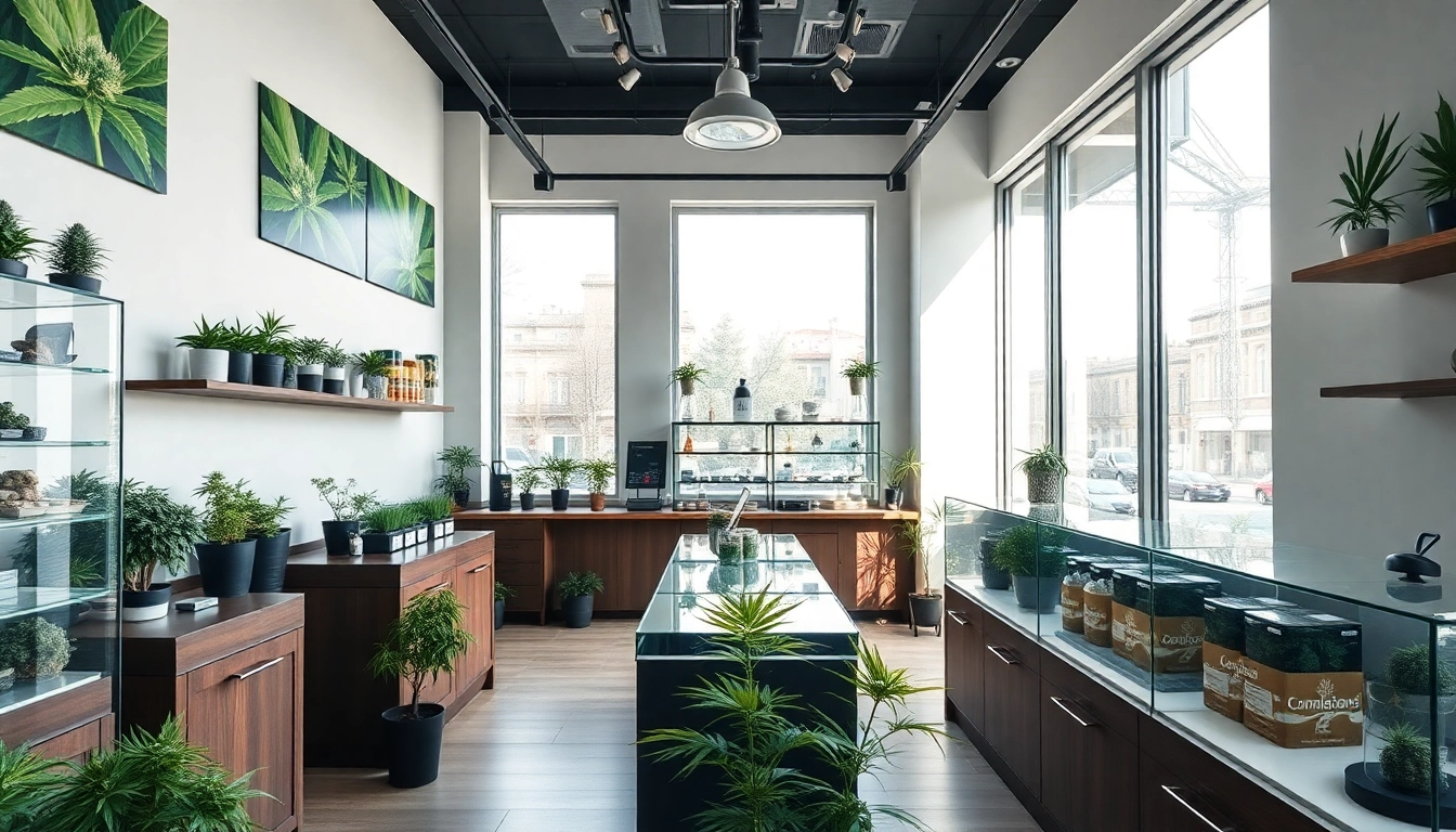 Cannabis Shop Madrid with an inviting atmosphere showcasing neatly arranged cannabis products.