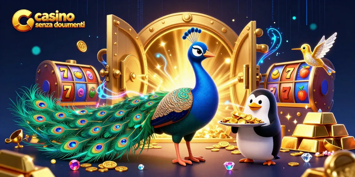 giocare al casino senza documenti con slot e personaggi colorati in un'illustrazione accattivante.