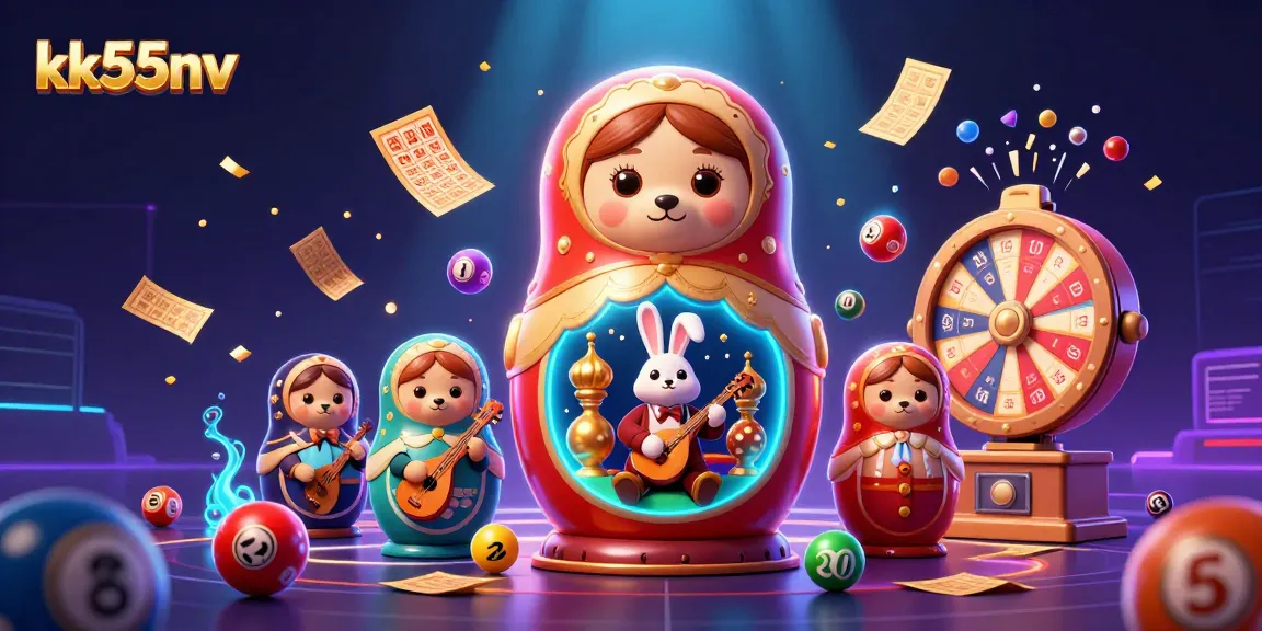 Engage with exciting games at kk55nv's colorful gambling scene with lively bears and lottery elements.