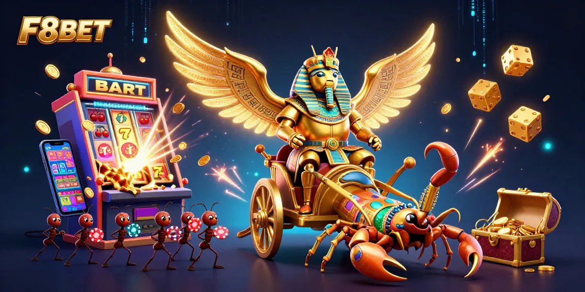 Spin the reels with F8BET's vibrant online casino experience featuring 3D characters and jackpot elements.