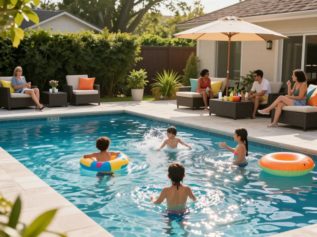 Dolphin Pool Services ensuring family enjoyment in a well-maintained Virginia pool.