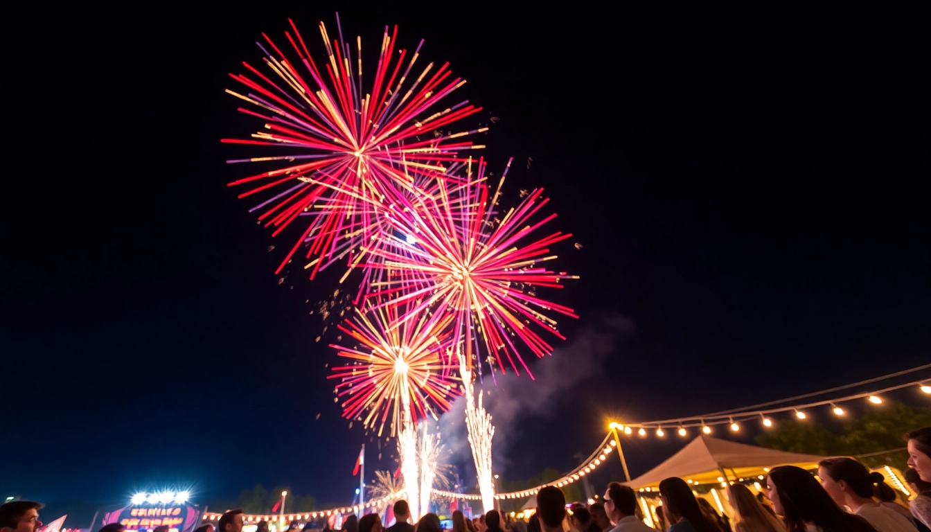 Stunning fireworks for sale illuminating a night sky, creating a festive atmosphere.