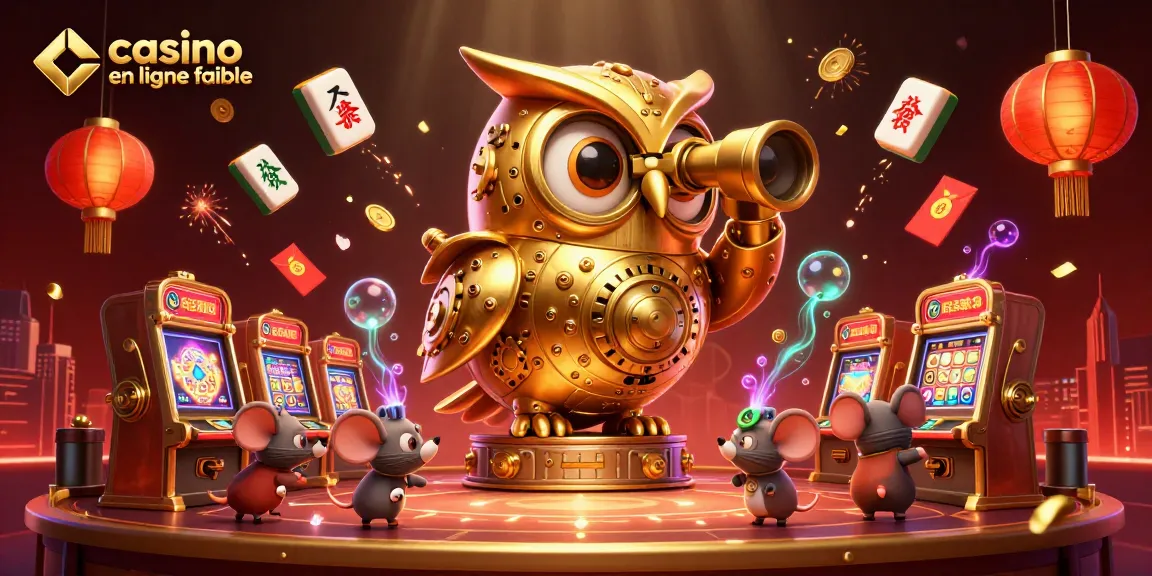 Jouez dans un casino en ligne fiable avec des machines à sous animées et un hibou d'or.
