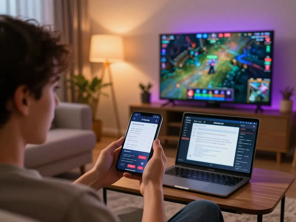 Engaging in esports betting Singapore from home using a mobile app during a live Dota 2 match.