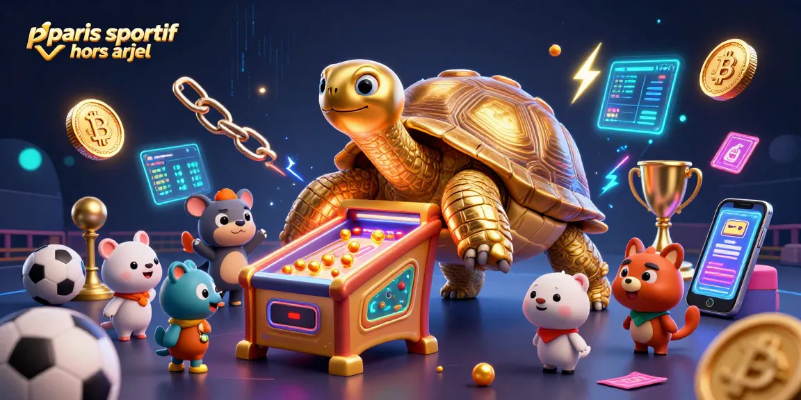 Pariez sur paris sportif hors arjel avec une tortue dorée animée dans un casino coloré.