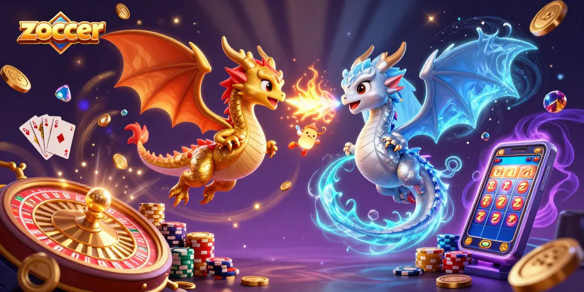 Zoccer showcases thrilling gaming with colorful dragons and vibrant casino elements.