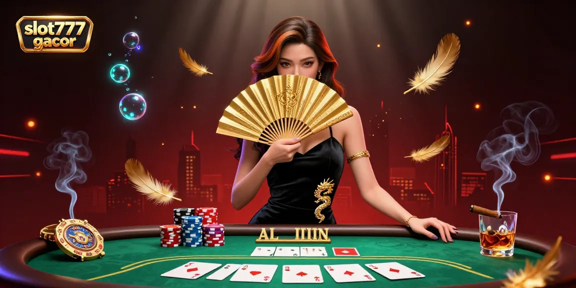 Experience thrilling gameplay with slot777 gacor, featuring stunning casino visuals and dynamic poker elements in an engaging scene.