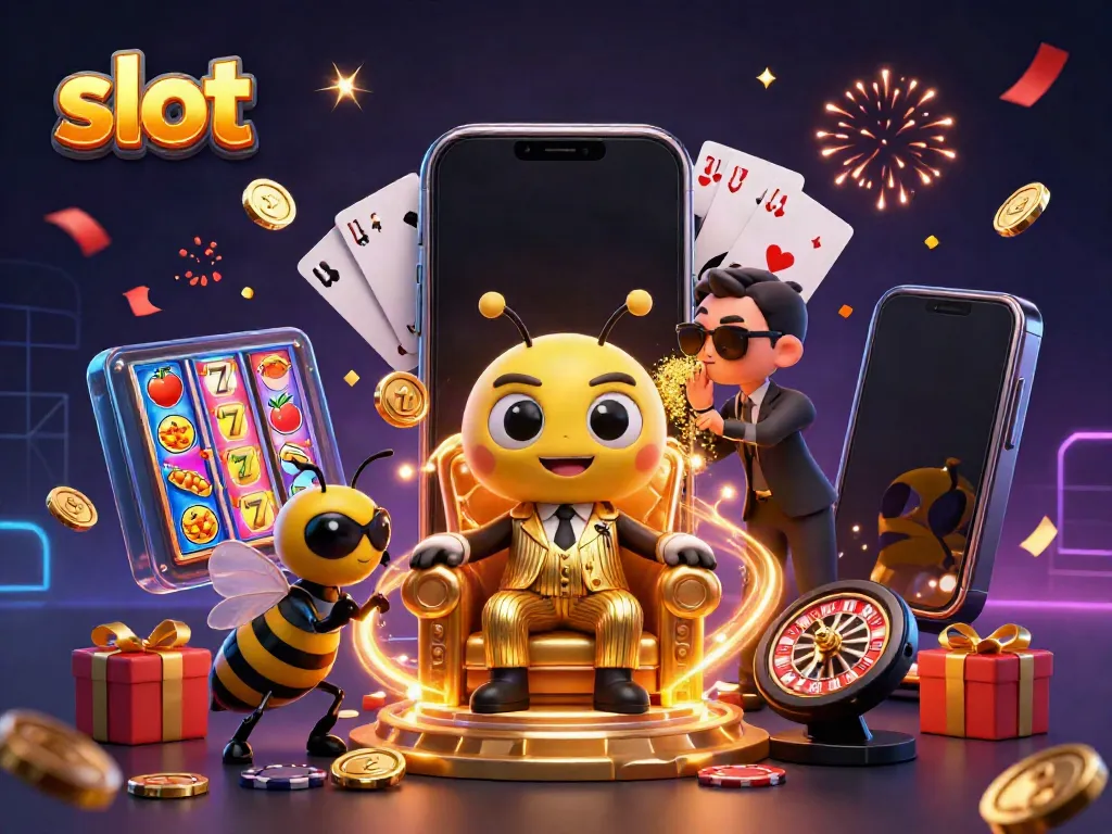 Menangkan jackpot slot dengan karakter kartun dalam suasana kasino yang meriah.