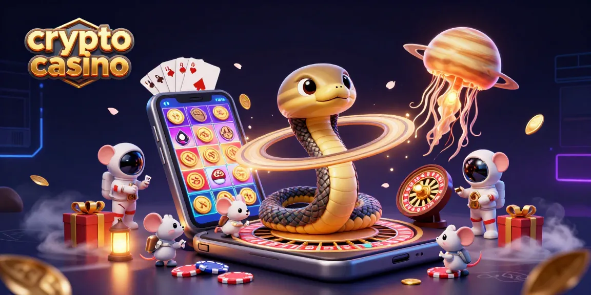 Giocatori nel crypto casino scommettono su anelli di Saturno con un dealer medusa, scena animata vibrante.