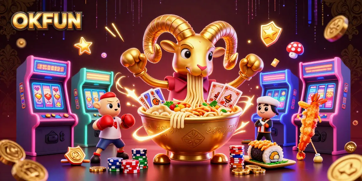 Engage in exciting gameplay with OKFUN, featuring vibrant casino elements and a dynamic atmosphere.