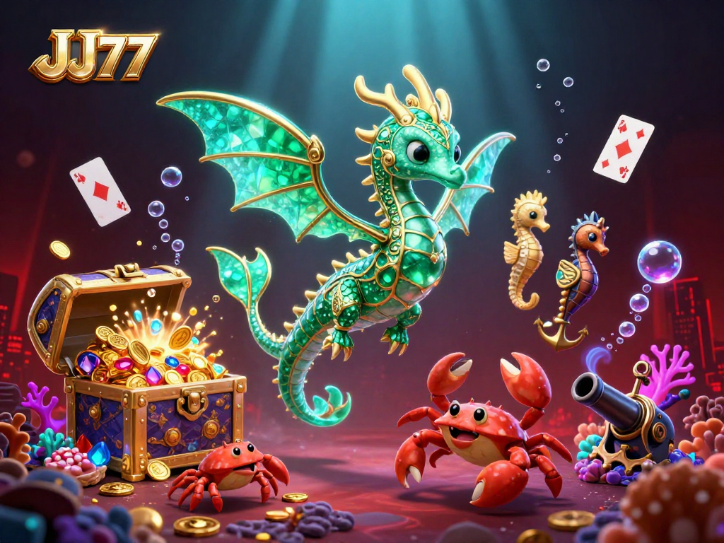 JJ77 players master gameplay strategies while encountering treasure in a vibrant underwater scene.