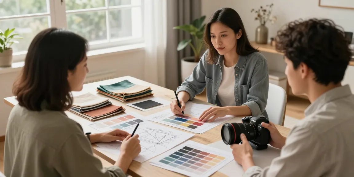 Dalam https://decorserene.com/privacy-policy/, sesi konsultasi desain interior dengan desainer profesional dan klien di ruang yang terang dan nyaman.