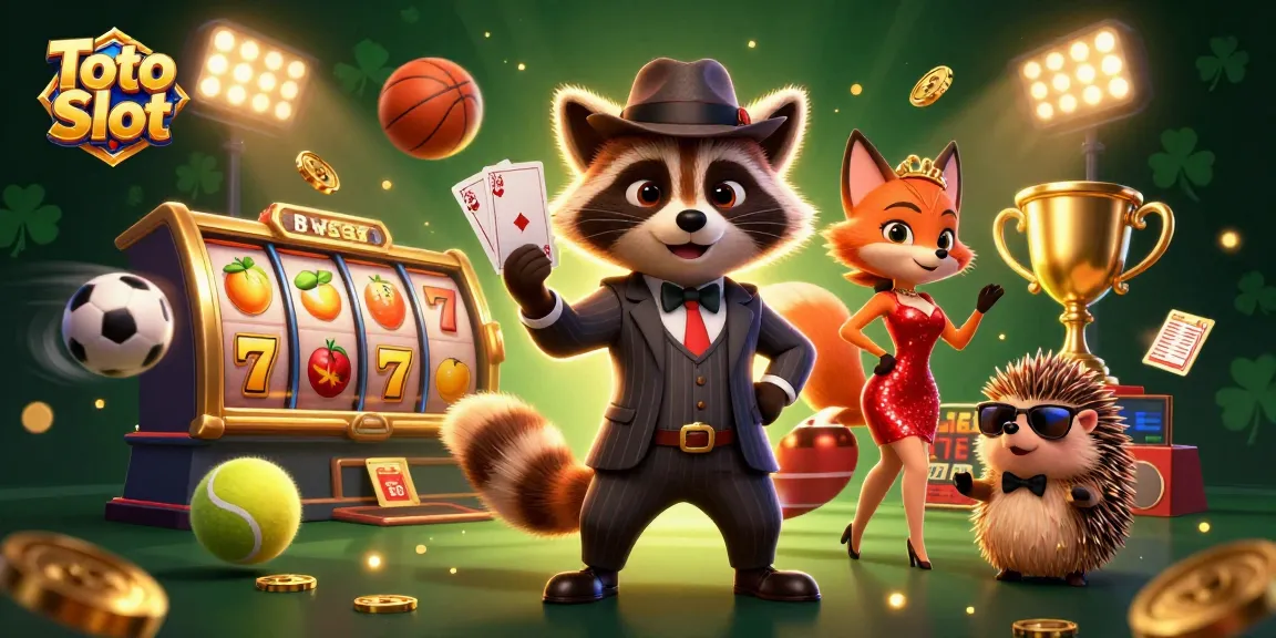 Toto Slot memberi peluang menang dengan ilustrasi kartun 3D penuh warna dari karakter kasino.