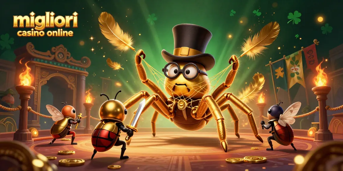 Gioca nei migliori casino online con la mascotte di un ragno dorato che tesse una rete di fortuna.