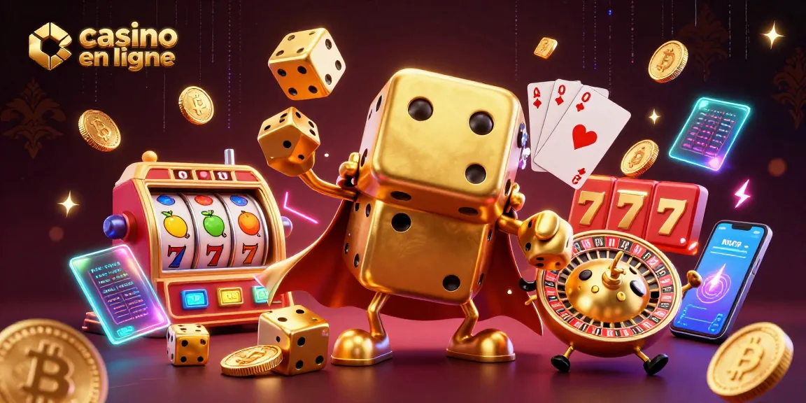 Jeux captivants de casino en ligne avec un golem de dés en or et des éléments de jackpot.