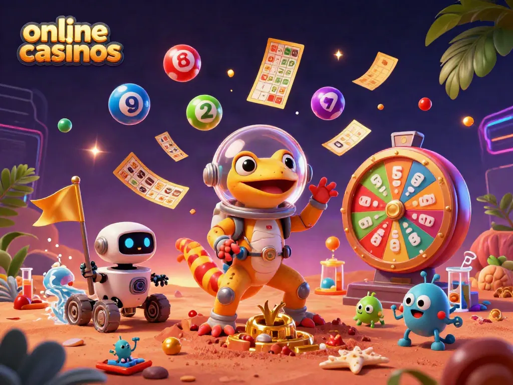 Engage in thrilling online casinos adventures with a Martian gecko discovering riches on Mars.