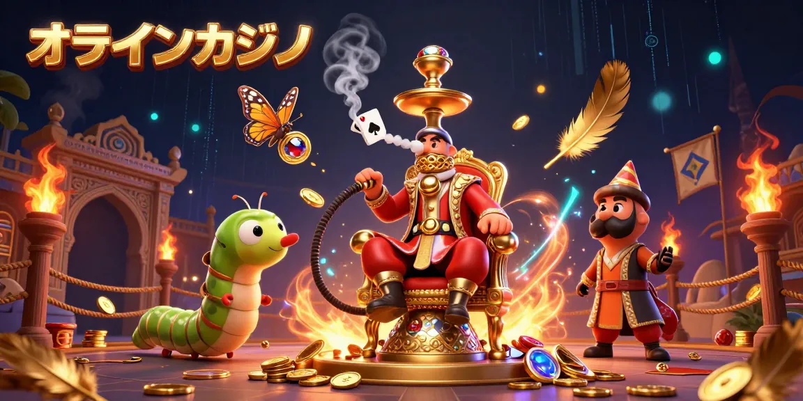 オンラインカジノで勝つために、豪華なキャタピラーがポーカーの手を描く煙の輪を吹いているビジュアル。