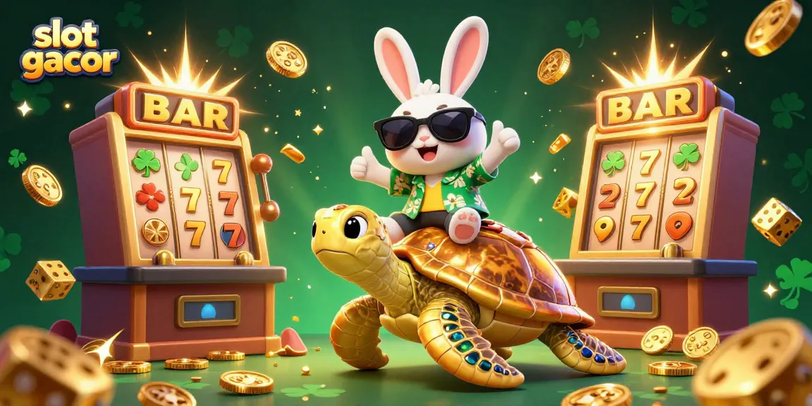 Watch the slot gacor rabbit celebrate jackpot wins with vibrant casino elements in a lively 3D scene.