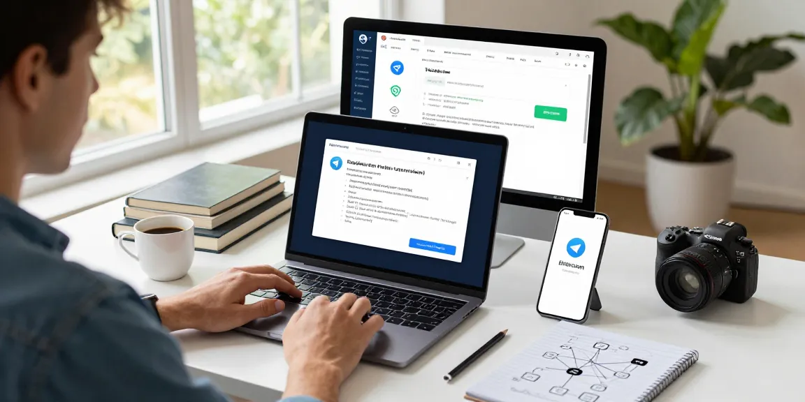 Resolving telegram china fix error at a modern workspace with laptop and troubleshooting guides.