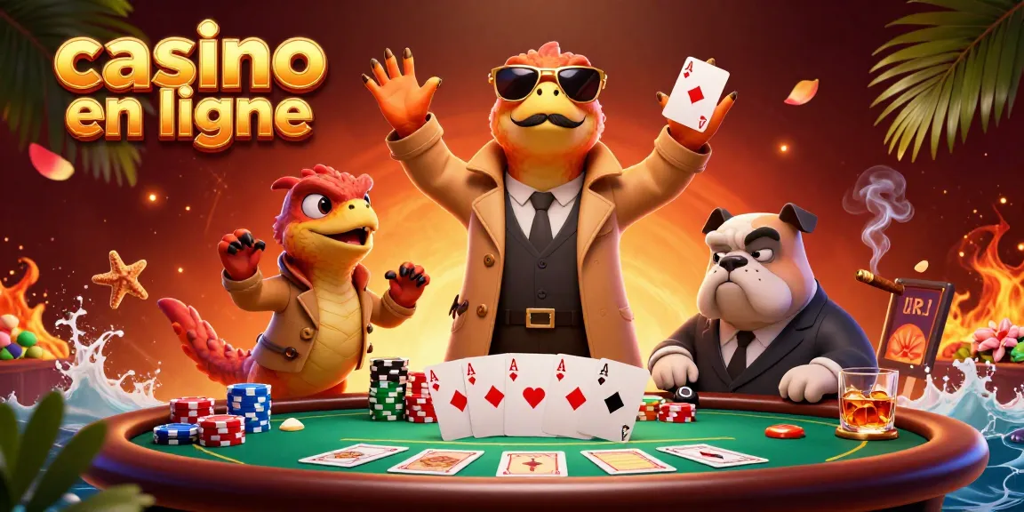 Des raptors en trench coat tentent d'entrer dans un casino en ligne VIP, avec des éléments de poker.