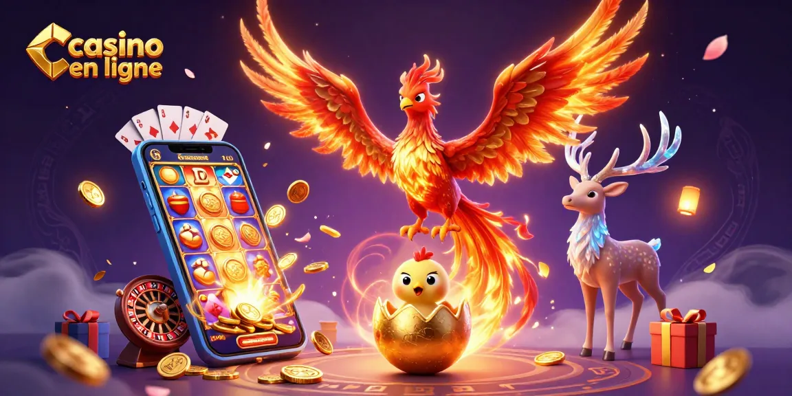Venez découvrir un casino en ligne avec un phoenix flamboyant et des jeux captivants autour.
