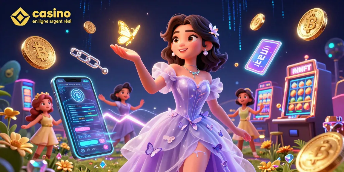 Vivez l'excitation du casino en ligne argent réel avec des machines à sous et des personnages vibrants dans une scène numérique riche.