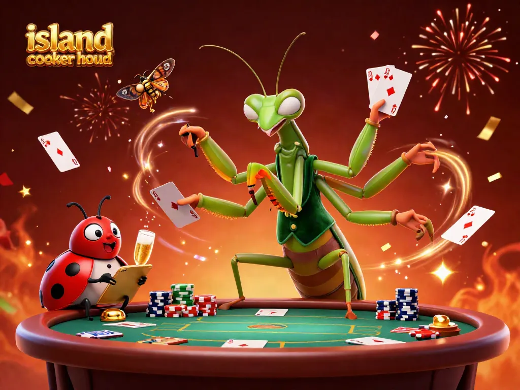 Experience winning excitement with the island cooker hood in our immersive gambling-themed illustration.