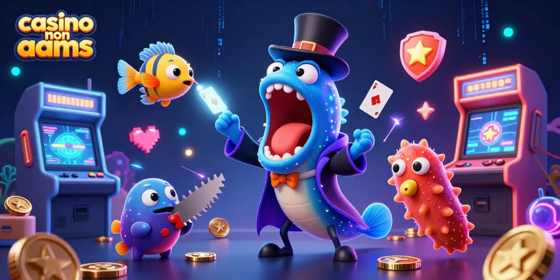 Casino non AAMS: Una scena vivace di un gambero che fa magie con giochi 3D scintillanti.