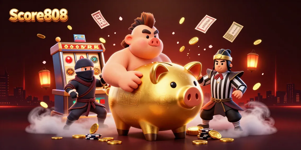 Score808 invites you to experience thrilling live betting action from a golden piggy bank sumo wrestler and ninja!