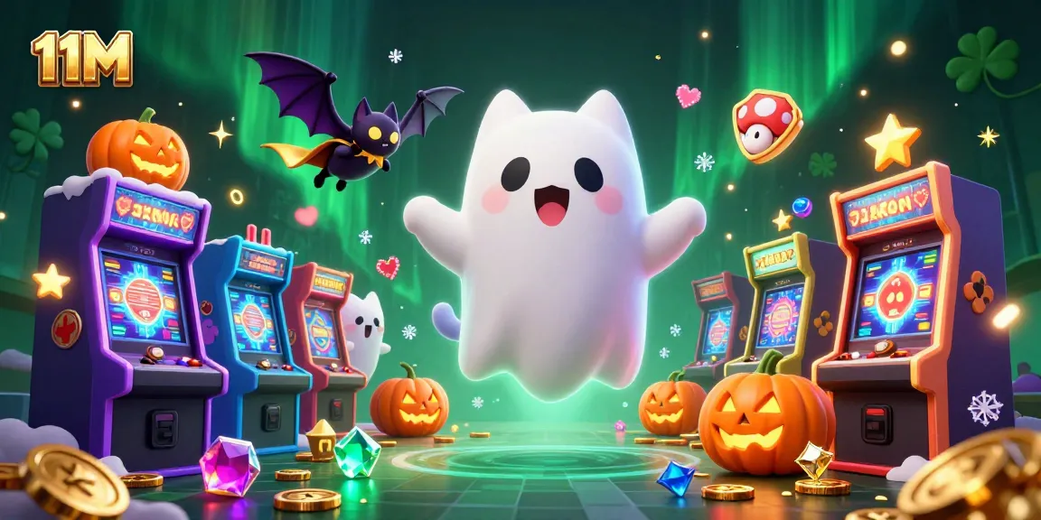 Play thrilling casino games with 11M, featuring a ghost cat and unique gaming elements.