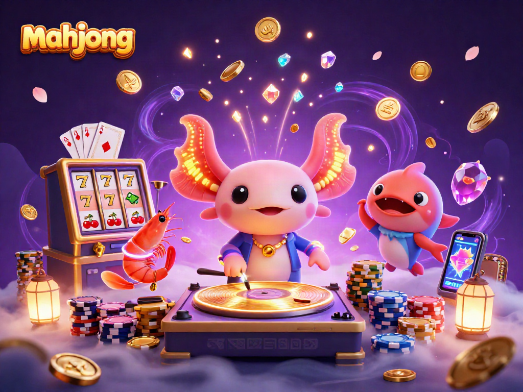 Engage in thrilling mahjong action with vibrant characters and casino elements in a lively scene