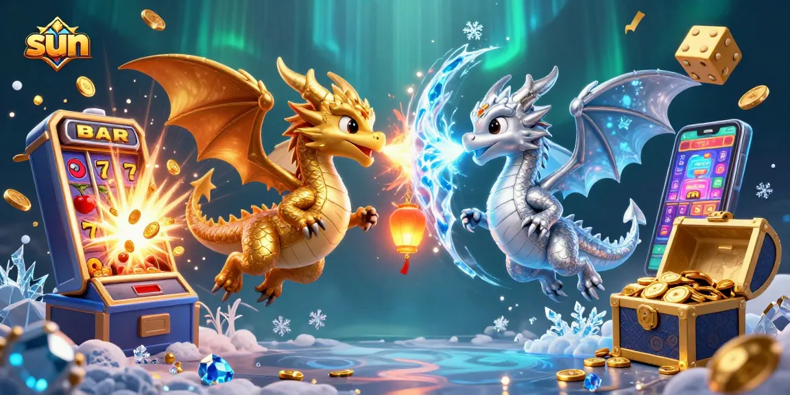 Experience thrilling jackpot wins under the sun with vibrant casino game elements and captivating dragons.