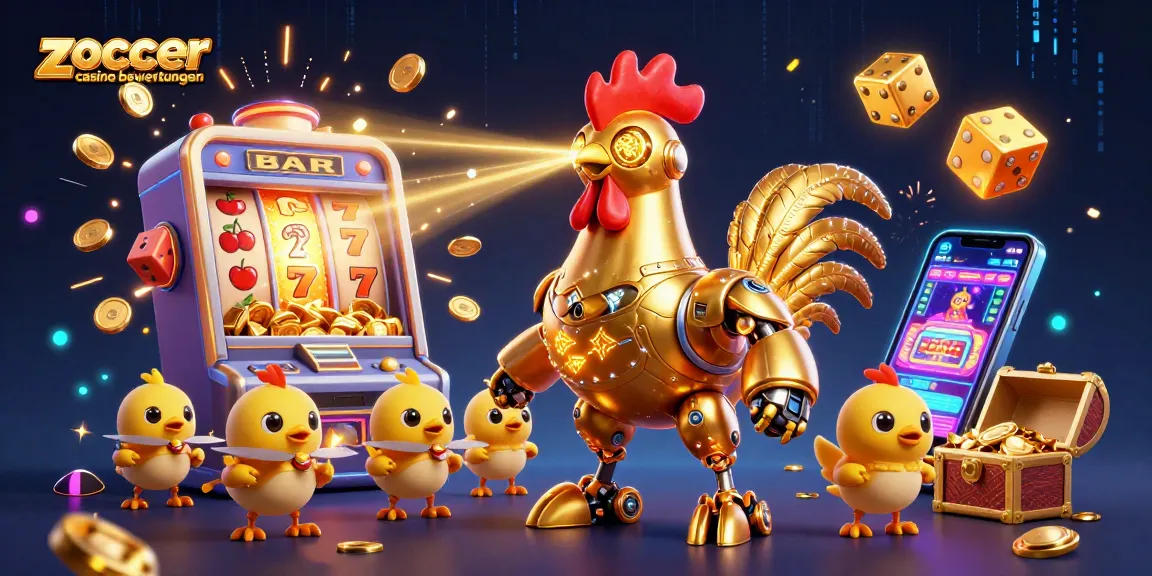 Zoccer casino bewertungen showcases engaging gameplay with a vibrant, dynamic 3D illustration of casino thrills.