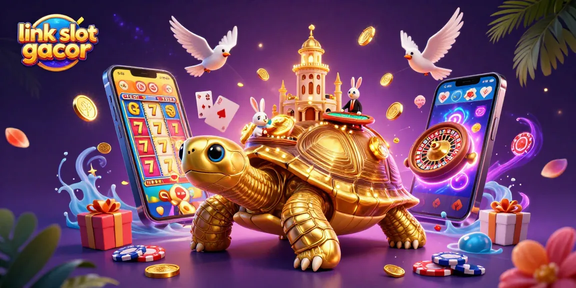 Memainkan link slot gacor dengan tortoise emas besar dan dealer kelinci di kasino miniatur.