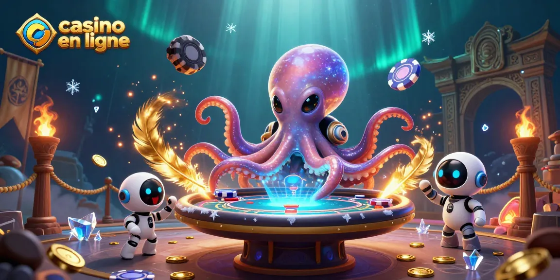 Jouez au poker en ligne dans un univers captivant avec "casino en ligne" et un octopus alien.