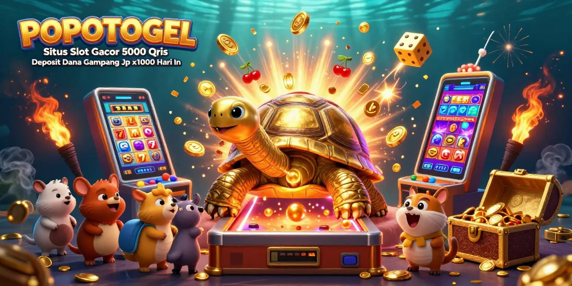 Win big with POPOTOGEL Situs Slot Gacor 5000 Qris Deposit Dana Gampang Jp x1000 Hari In during animated jackpot explosion.