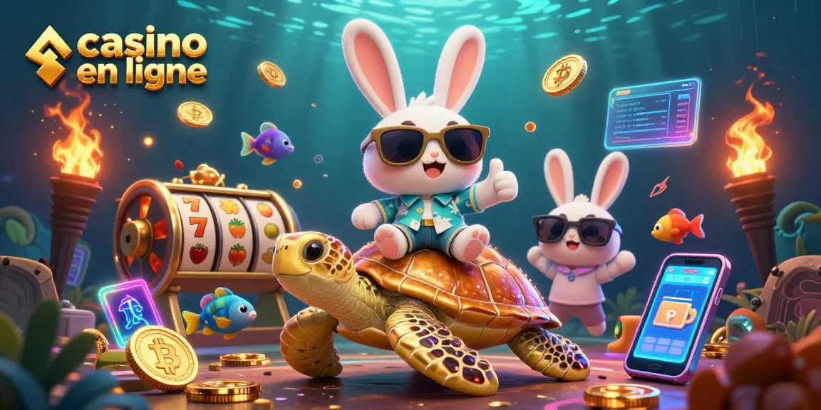 Jouez à casino en ligne avec un adorable lapin chanceux et une tortue dorée sous-marins.