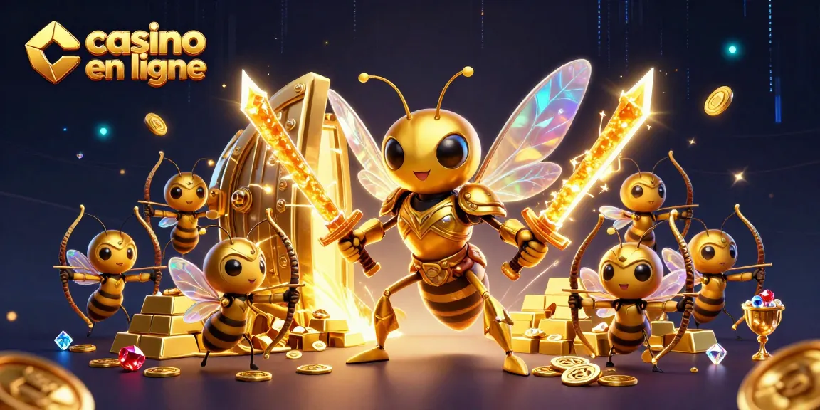 Jouez à casino en ligne avec un hornet en armure samouraï entouré de richesses dorées