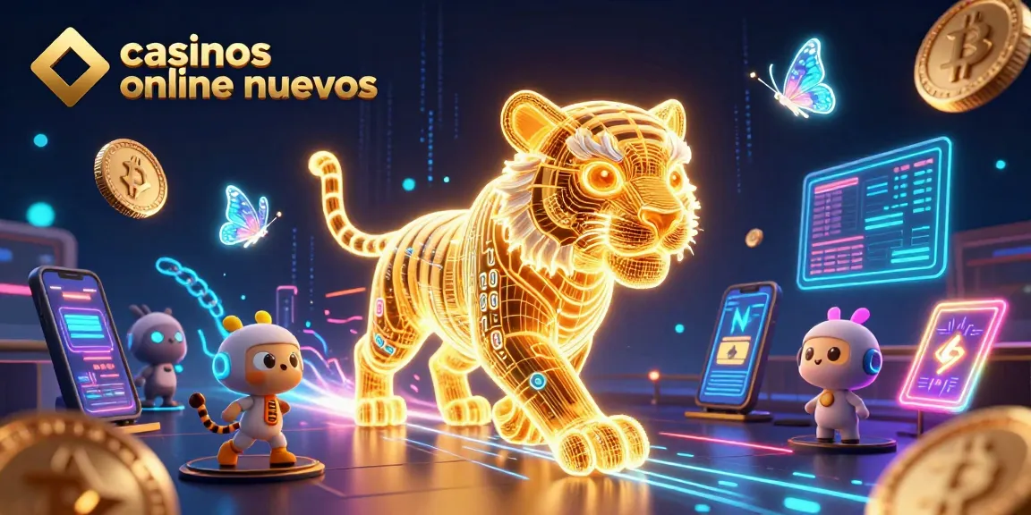 Explora los nuevos casinos online mientras juegas con el tigre dorado en un paisaje digital.