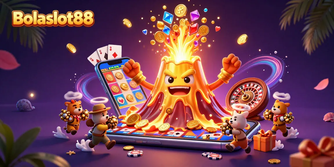 Bolaslot88 showcases an exciting eruption of treasure in a vibrant casino scene