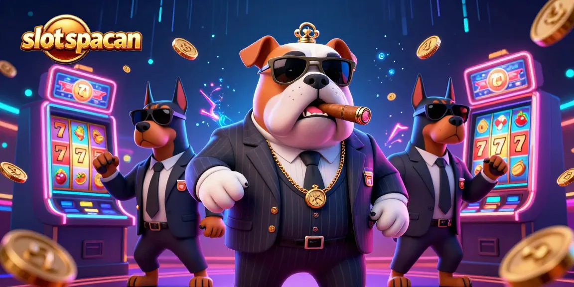 Engage with slot spaceman in a vibrant casino scene featuring a bulldog mafia boss with dynamic gaming elements.
