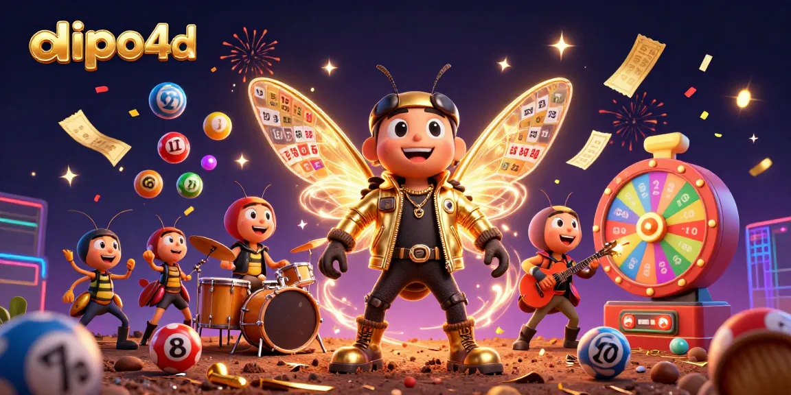 Engage in exciting lottery action with the dipo4d characters amidst colorful elements and vibrant energy.