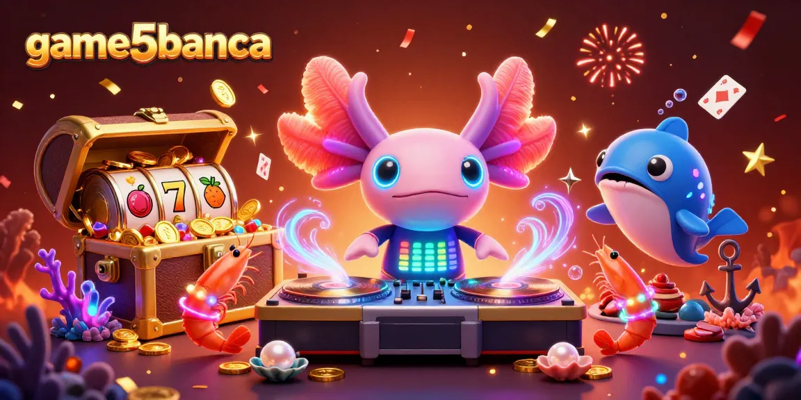 Join the excitement at game5banca with a vibrant underwater casino scene featuring lively characters and gambling elements.