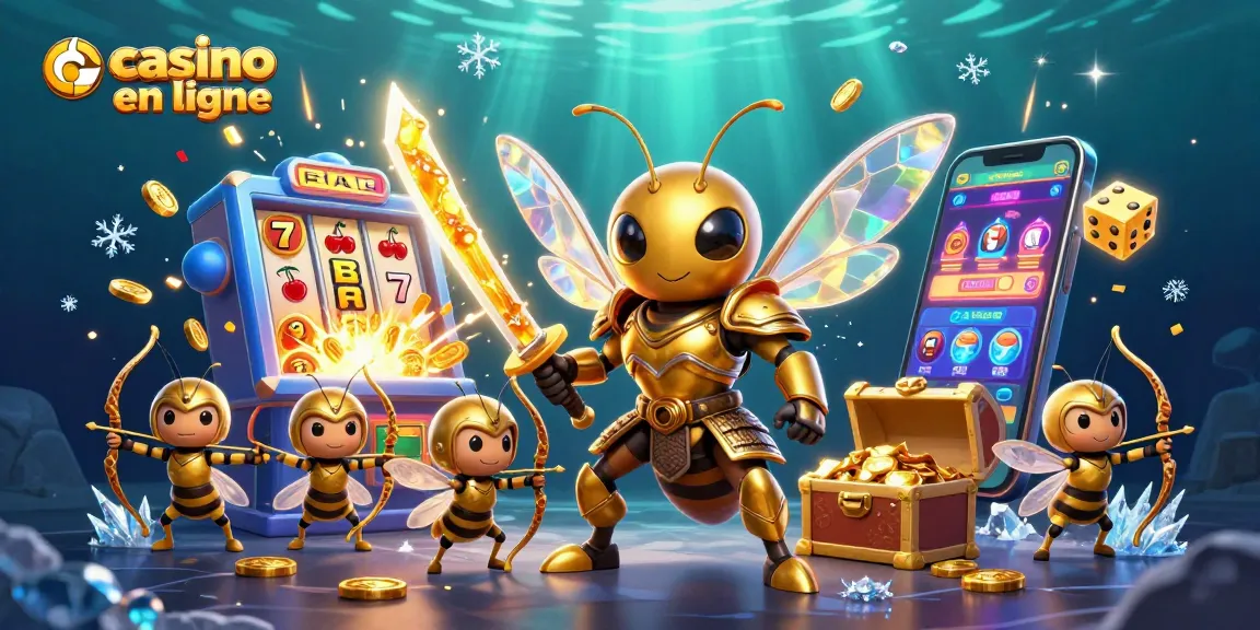 Plongez dans l'excitation du casino en ligne avec une scène animée de machines à sous et de personnages fantastiques.