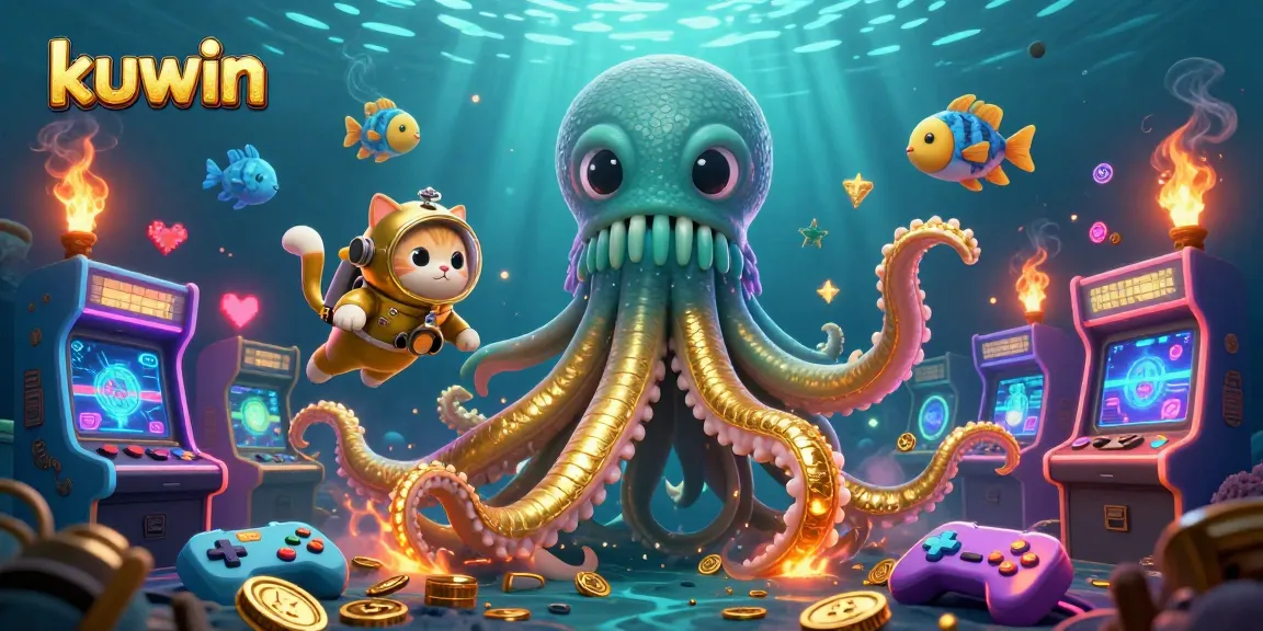 Kuwin players diving into a rich treasure of vibrant gaming elements within a captivating ocean scene.